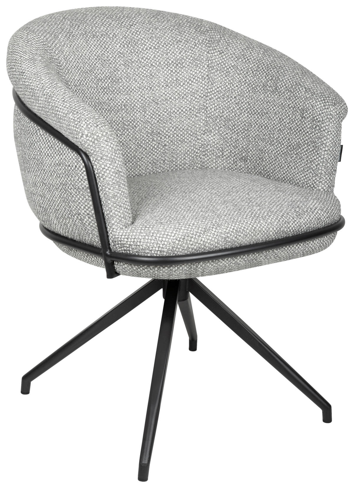 STOL MED ARMSTÖD järn bouclé  - svart/grå, Design, metall/textil (65/80.5/65cm) - Belluti