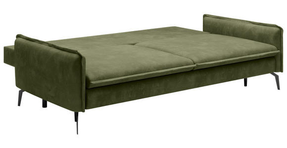 SCHLAFSOFA in Chenille Olivgrün - Schwarz/Olivgrün, KONVENTIONELL, Textil/Metall (223/89/107cm) - Carryhome