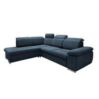 ECKSOFA Dunkelblau Mikrofaser  - Chromfarben/Dunkelblau, Design, Textil/Metall (228/283cm) - Livetastic