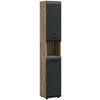 HOCHSCHRANK 30/185/30 cm  - Eiche dunkel/Schwarz, Basics, Holzwerkstoff/Kunststoff (30/185/30cm) - MID.YOU