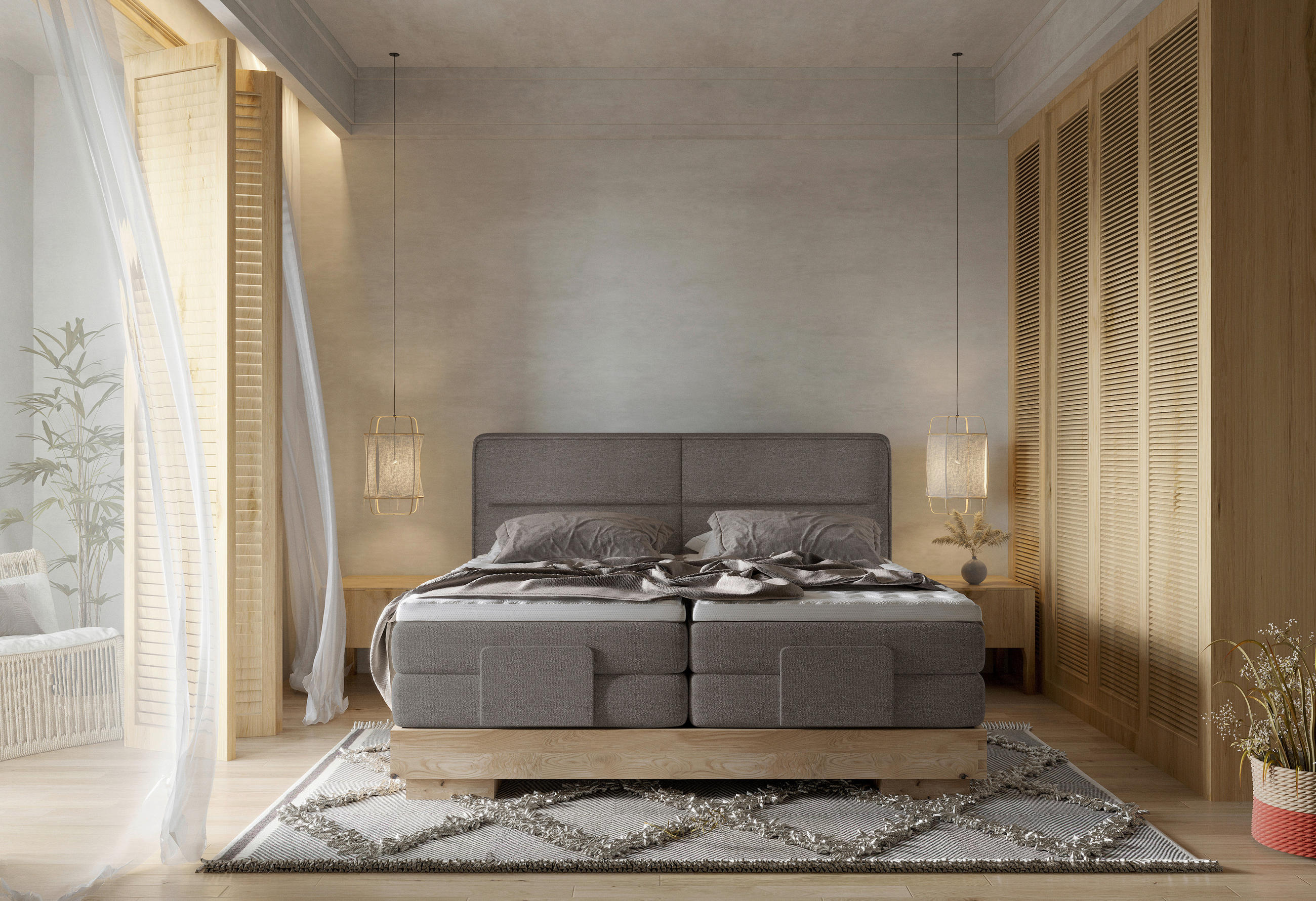 BOXSPRINGBETT 180/200 cm  in Graubraun, Eichefarben  - Eichefarben/Graubraun, Natur, Holz/Holzwerkstoff (180/200cm) - Valnatura