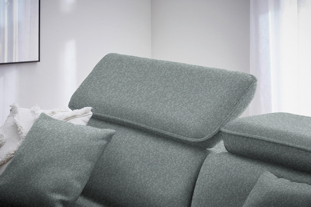 ECKSOFA inkl. Funktionen Petrol Struktur  - Petrol/Schwarz, Design, Holz/Textil (185/232cm) - Stylife