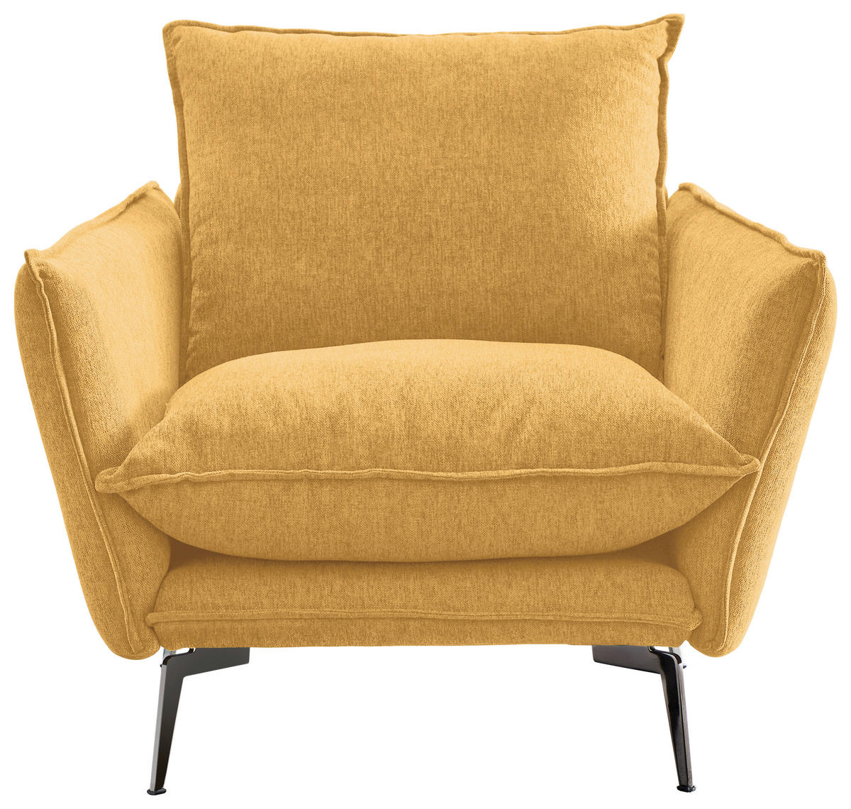 SESSEL in Webstoff Senfgelb  - Senfgelb/Schwarz, Design, Textil/Metall (96/84/100cm) - Livetastic