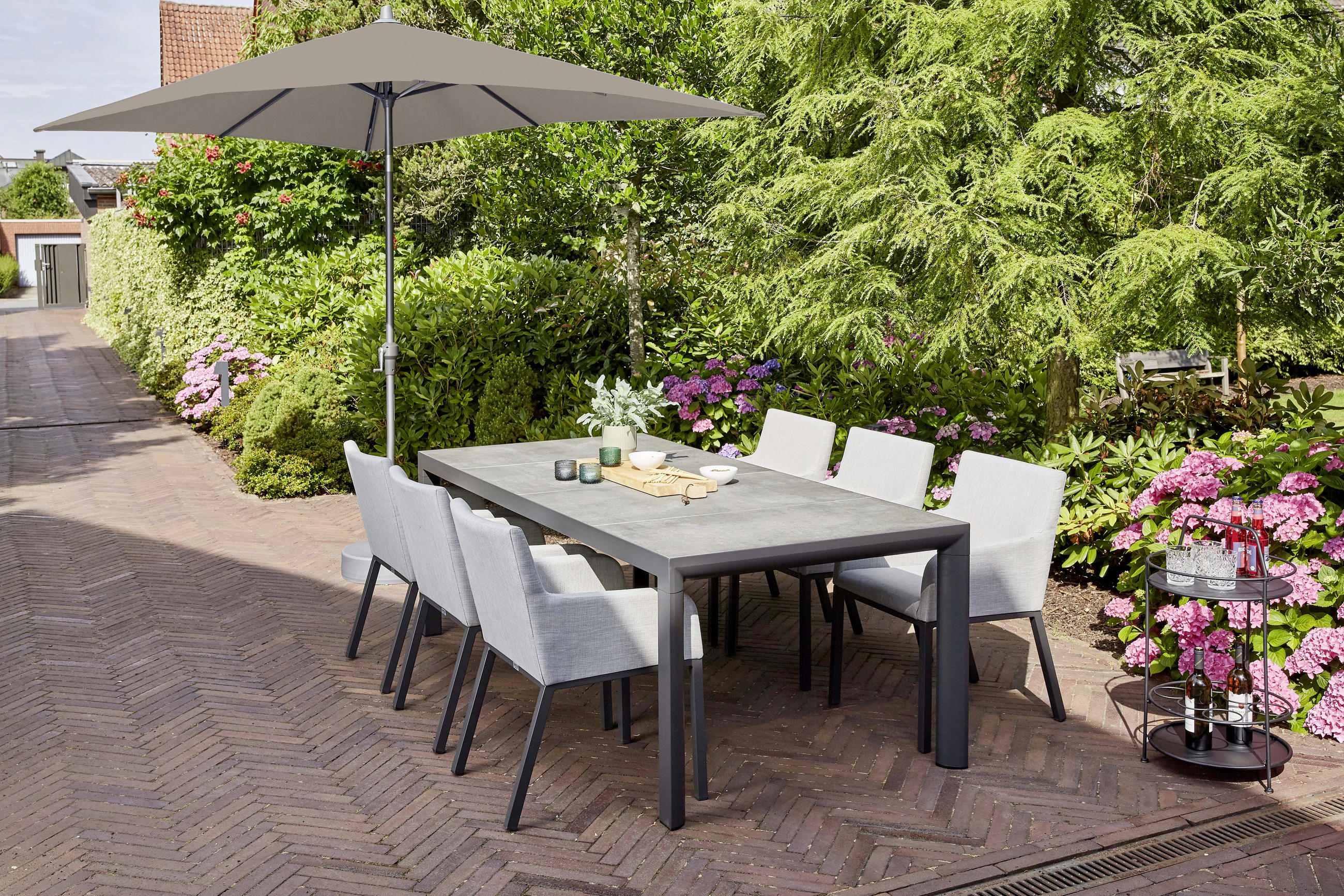 SONNENSCHIRM 300 cm - Taupe/Anthrazit, KONVENTIONELL, Textil/Metall (300/200cm) - Siena Garden