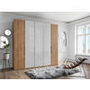 FALTTÜRENSCHRANK 250/216/58 cm 3-türig Weiß, Eiche Bianco  - Schieferfarben/Eiche Bianco, KONVENTIONELL, Glas/Holzwerkstoff (250/216/58cm) - Dieter Knoll