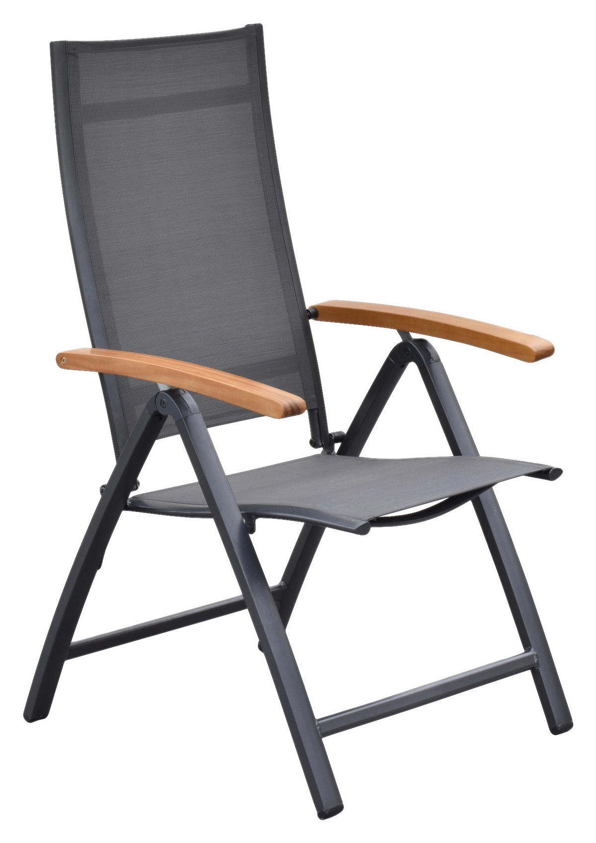 GARTENKLAPPSESSEL in Holz, Metall, Textil Graphitfarben, Grau  - Graphitfarben/Grau, KONVENTIONELL, Holz/Textil (62/109/68,5cm) - Gardenson