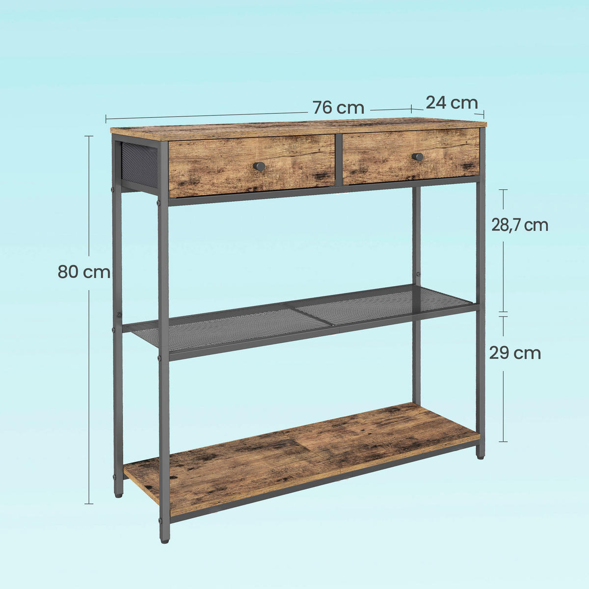 KONSOLENTISCH Schwarz, Dunkelbraun  - Dunkelbraun/Schwarz, Trend, Holzwerkstoff/Textil (76/24/80cm) - Boxxx