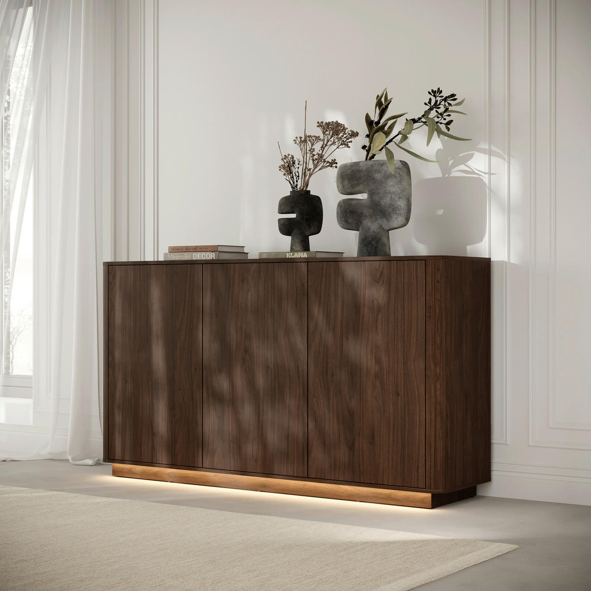 KOMMODE , 164,4/101,2/40 cm,  - Walnussfarben, Design, Holzwerkstoff (164,4/101,2/40cm) - MID.YOU
