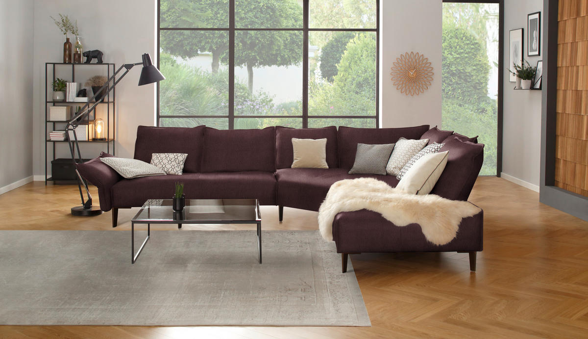 ECKSOFA in Echtleder Dunkelbraun  - Dunkelbraun/Schwarz, Design, Leder/Metall (340/272cm) - W.Schillig