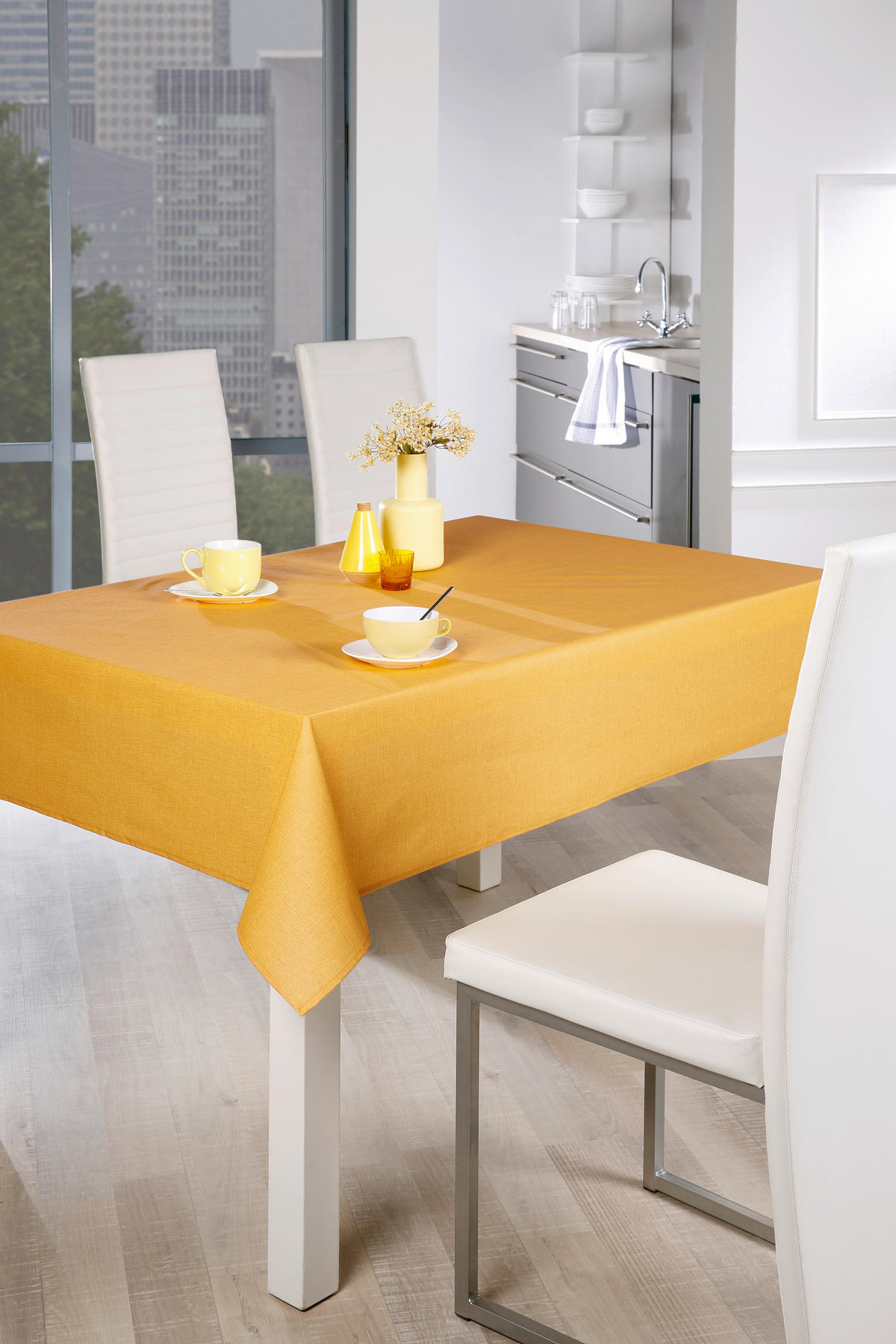 TISCHDECKE OSLO Textil Gelb 130/160 cm  - Gelb, Basics, Textil (130/160cm) - Peyer Syntex