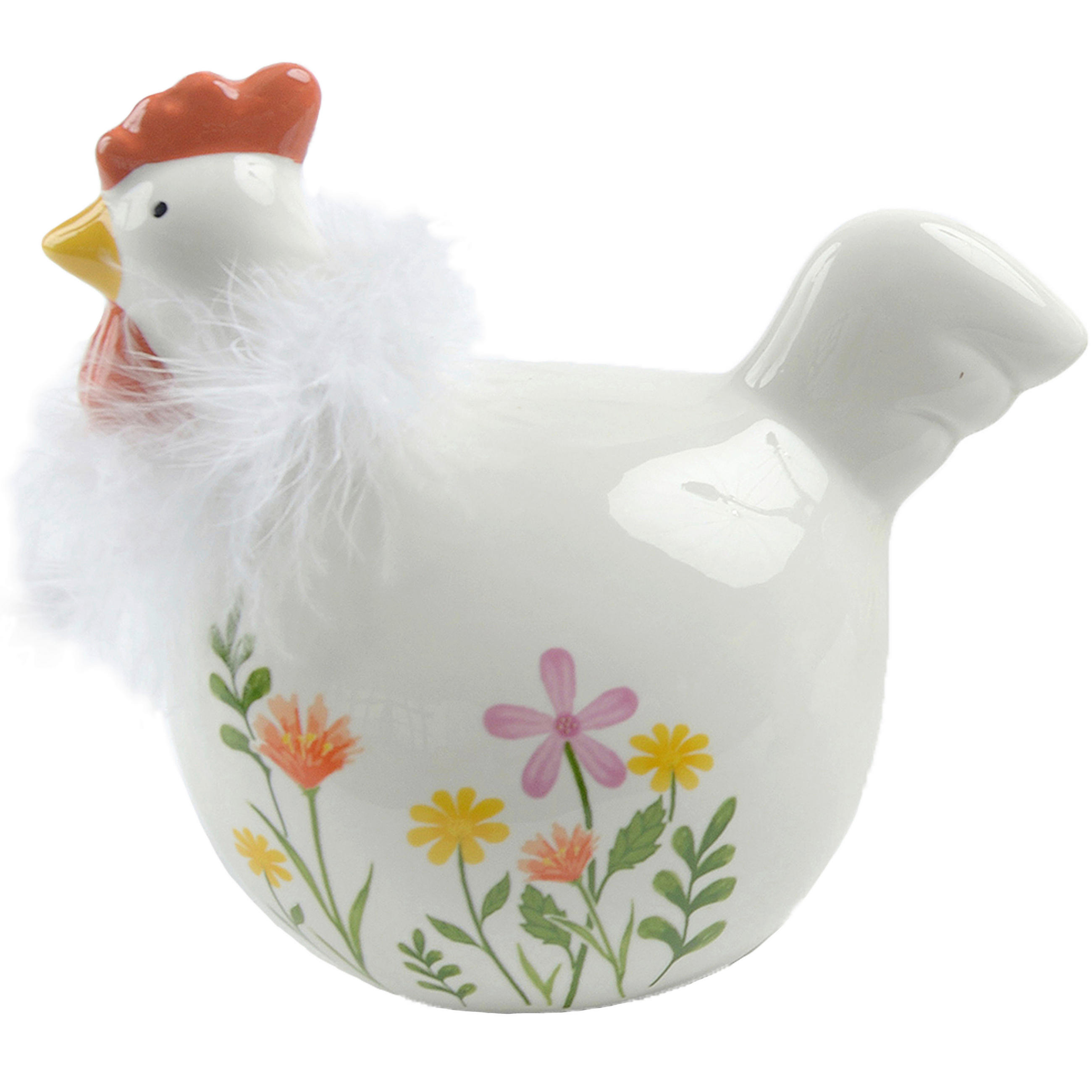 COCOȘ DECORATIV - galben/alb, Lifestyle, ceramică/textil (7,5/16,2/11,7cm)