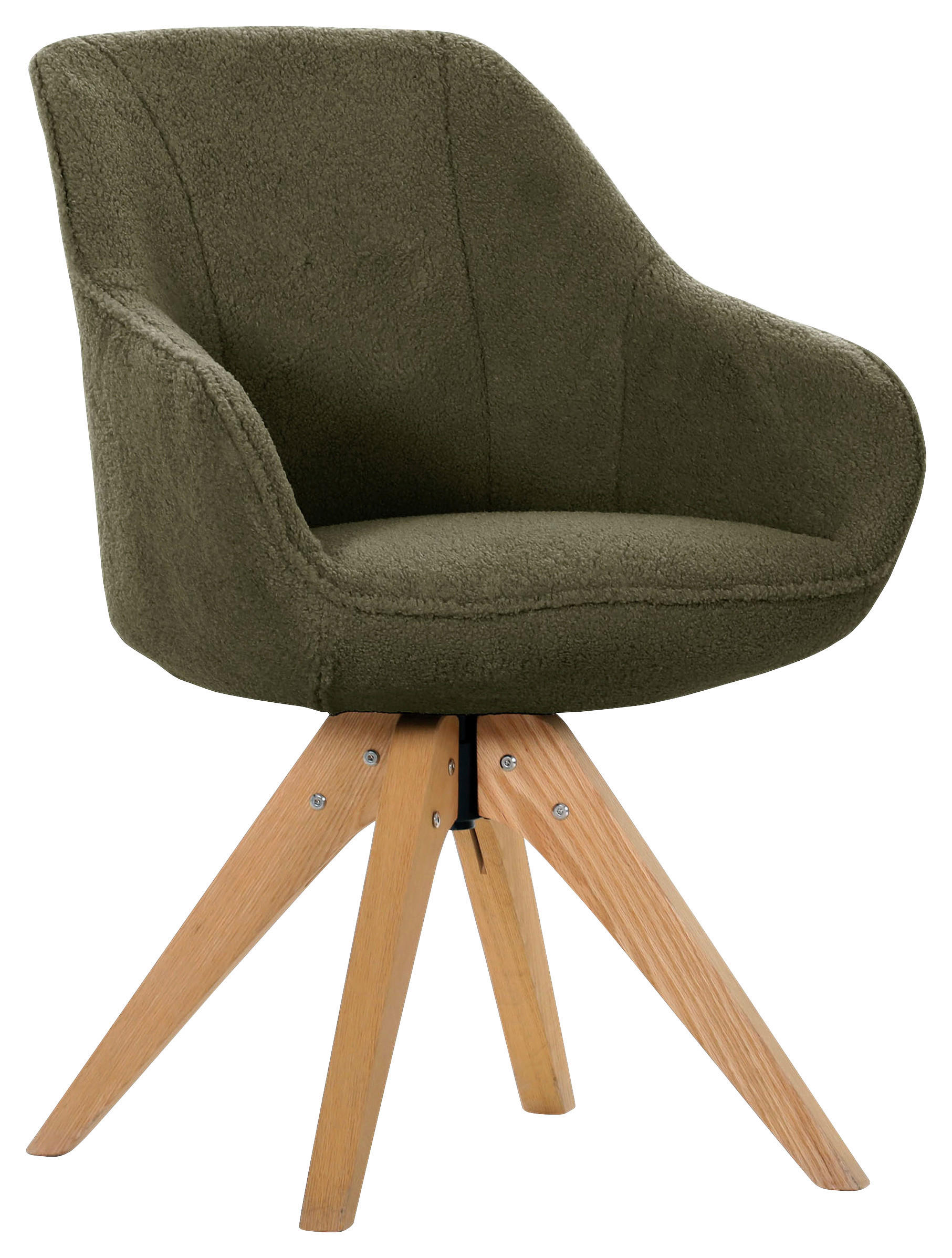 ARMLEHNSTUHL  in Bouclé, Teddystoff  - Dunkelgrün/Eichefarben, Design, Holz/Textil (60/83/65cm) - Landscape