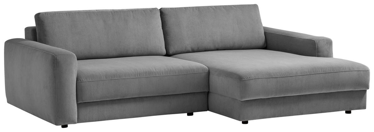 ECKSOFA Cord Dunkelgrau  - Dunkelgrau/Schwarz, Modern, Textil (250/176cm) - Trendmanufaktur