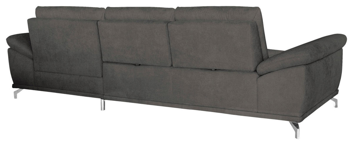 ECKSOFA Grau Flachgewebe Sitztiefenverstellung  - Silberfarben/Grau, KONVENTIONELL, Textil/Metall (301/176cm) - Sit & More