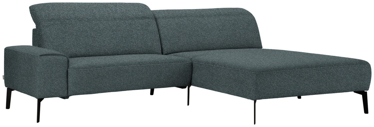 ECKSOFA in Mikrofaser Blaugrau  - Blaugrau/Schwarz, Design, Textil/Metall (273/203cm) - Johann Jakob
