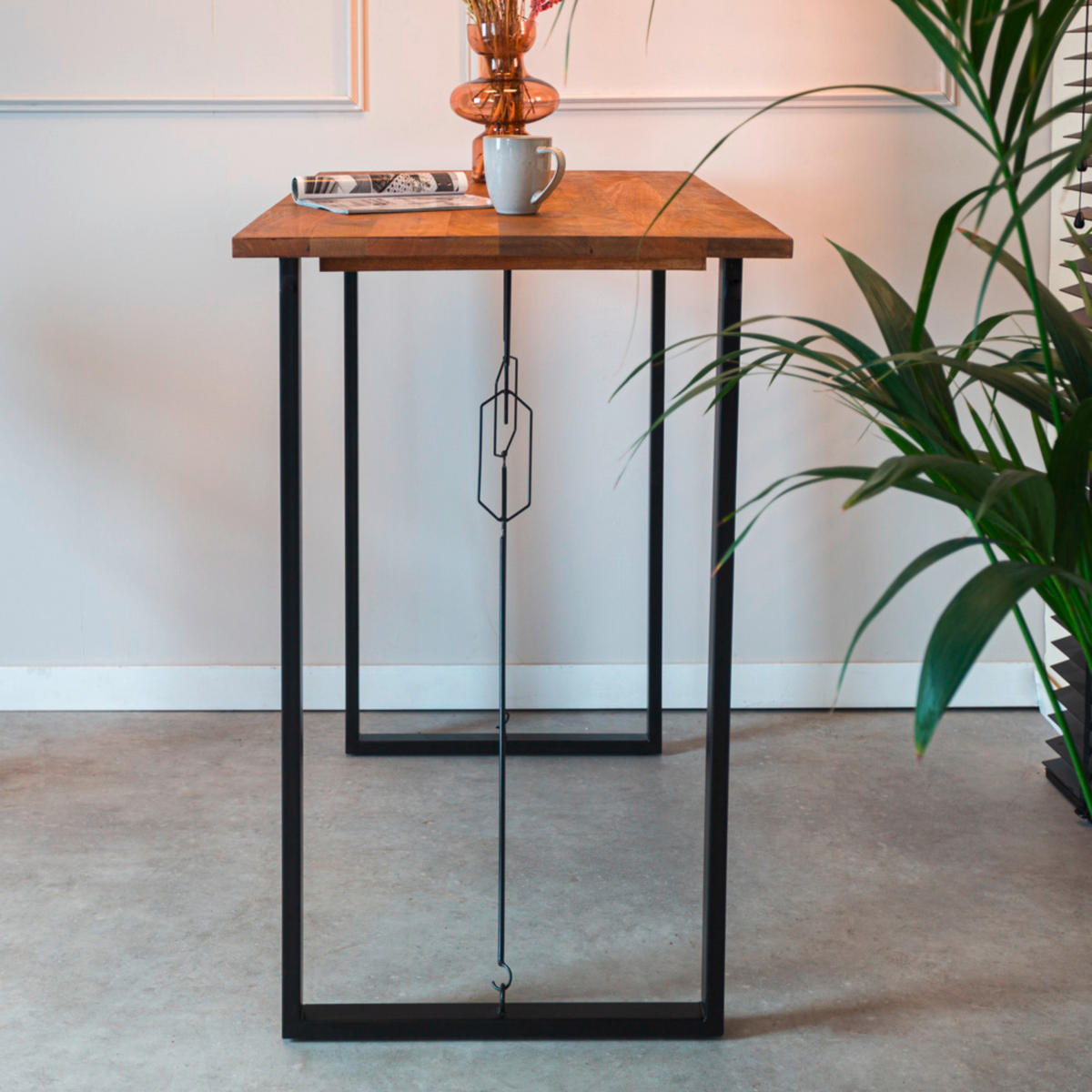 BARTISCH Mangoholz vollmassiv rechteckig Braun  - Schwarz/Braun, MODERN, Holz/Metall (130/70/110cm) - MID.YOU