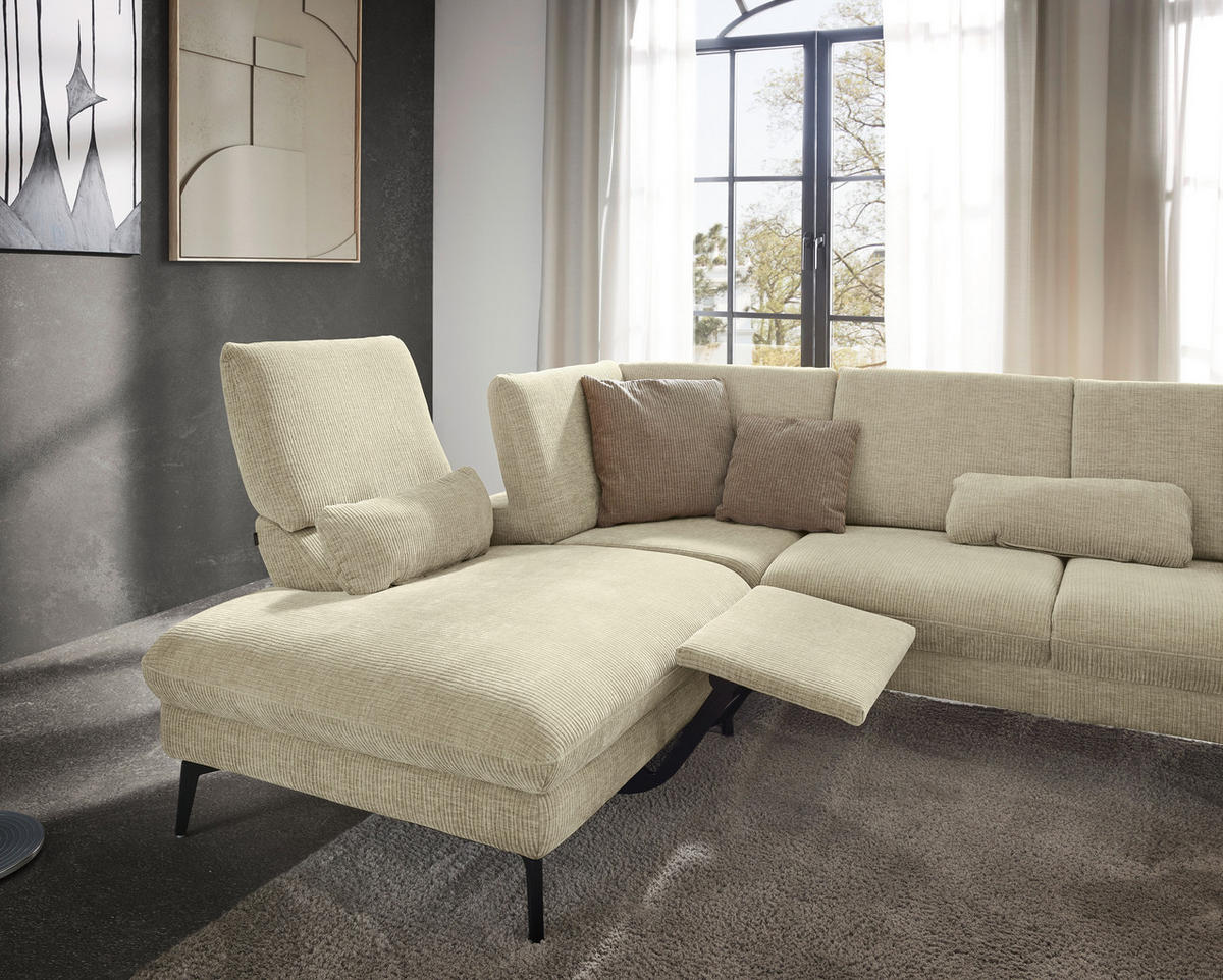 WOHNLANDSCHAFT in Webstoff Creme  - Creme/Schwarz, Design, Textil/Metall (208/354/157cm) - Dieter Knoll