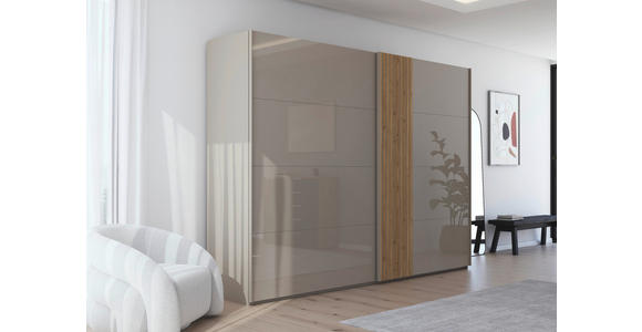 SCHWEBETÜRENSCHRANK 301/223/68 cm 2-türig Eichefarben, Fango - Fango/Eichefarben, Design, Glas/Holzwerkstoff (301/223/68cm) - Novel