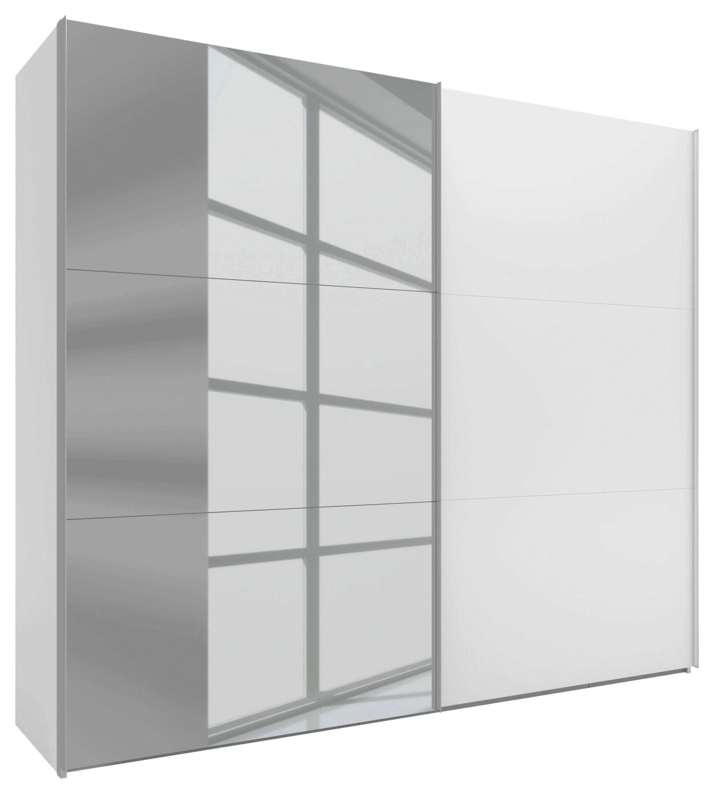 SCHWEBETÜRENSCHRANK 250/216/68 cm 2-türig  - Weiß, MODERN, Glas/Holzwerkstoff (250/216/68cm) - MID.YOU