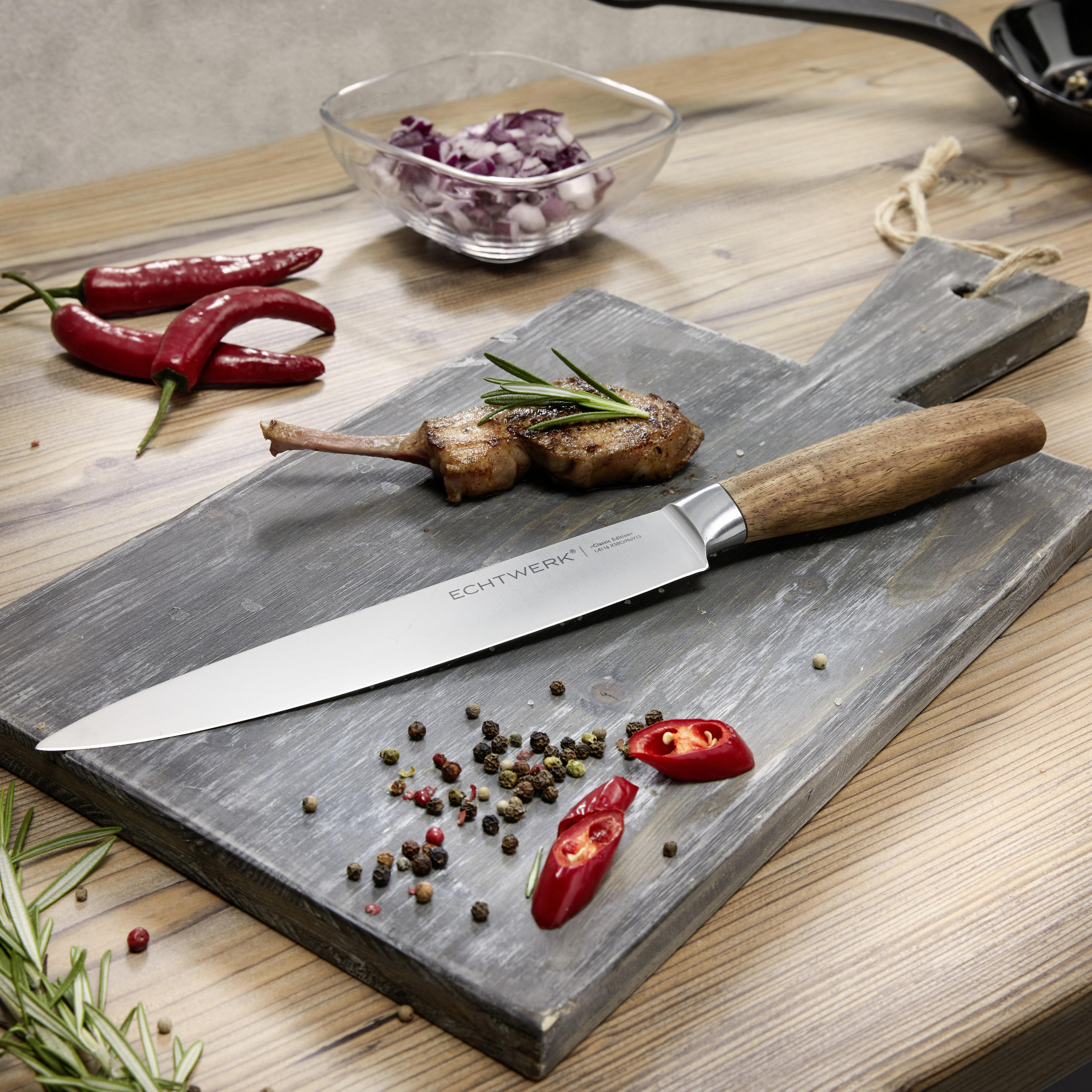 SCHINKENMESSER  20 cm  - Braun, MODERN, Holz/Metall (34cm) - Echtwerk