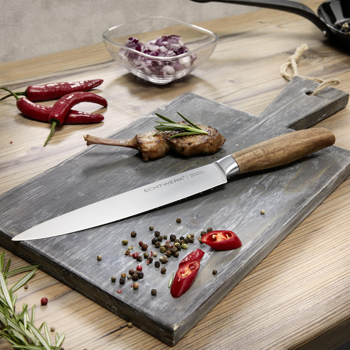 SCHINKENMESSER 34 cm  - Braun, MODERN, Holz/Metall (34cm) - Echtwerk
