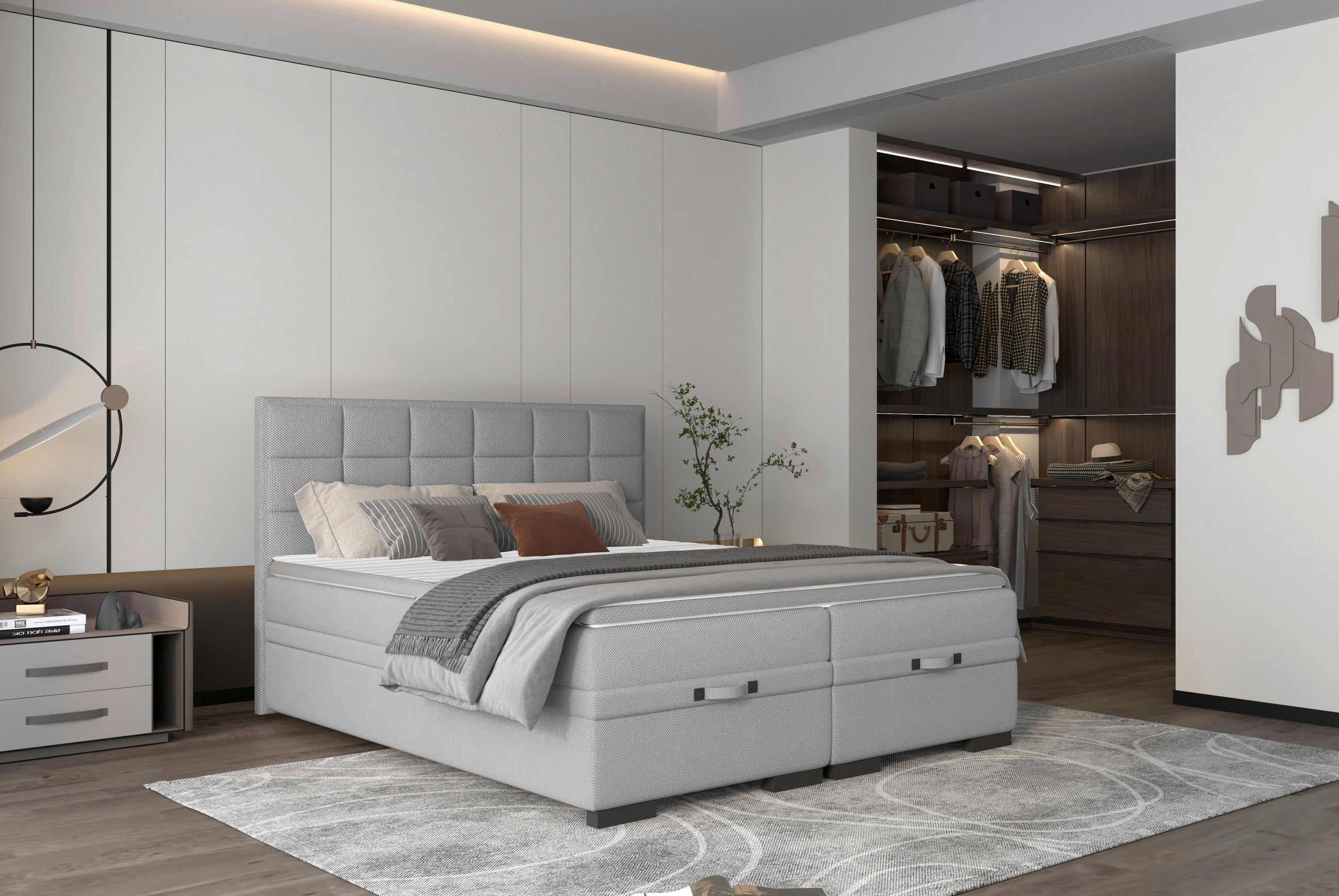 BOXSPRINGBETT 180/200 cm  in Grau  - Schwarz/Grau, Konventionell, Kunststoff/Textil (180/200cm) - home24