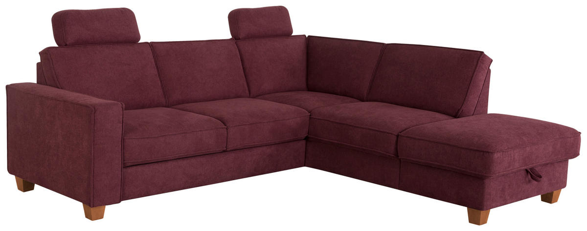 ECKSOFA in Flachgewebe Dunkelrot  - Eichefarben/Dunkelrot, Konventionell, Holz/Textil (236/213cm) - Sit & More