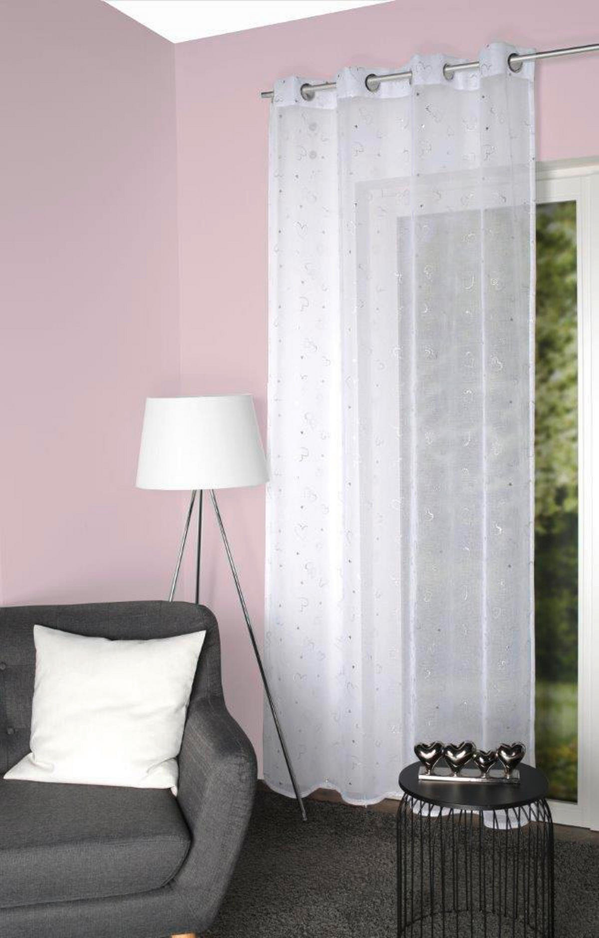ÖSENVORHANG transparent  - Silberfarben, Basics, Textil (140/245cm) - Schmidt W. Gmbh