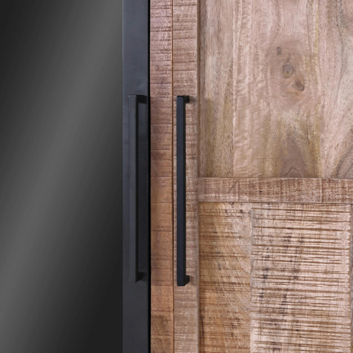 VITRINE  in massiv Mangoholz Naturfarben  - Schwarz/Naturfarben, LIFESTYLE, Glas/Holz (90/160/43cm) - Landscape