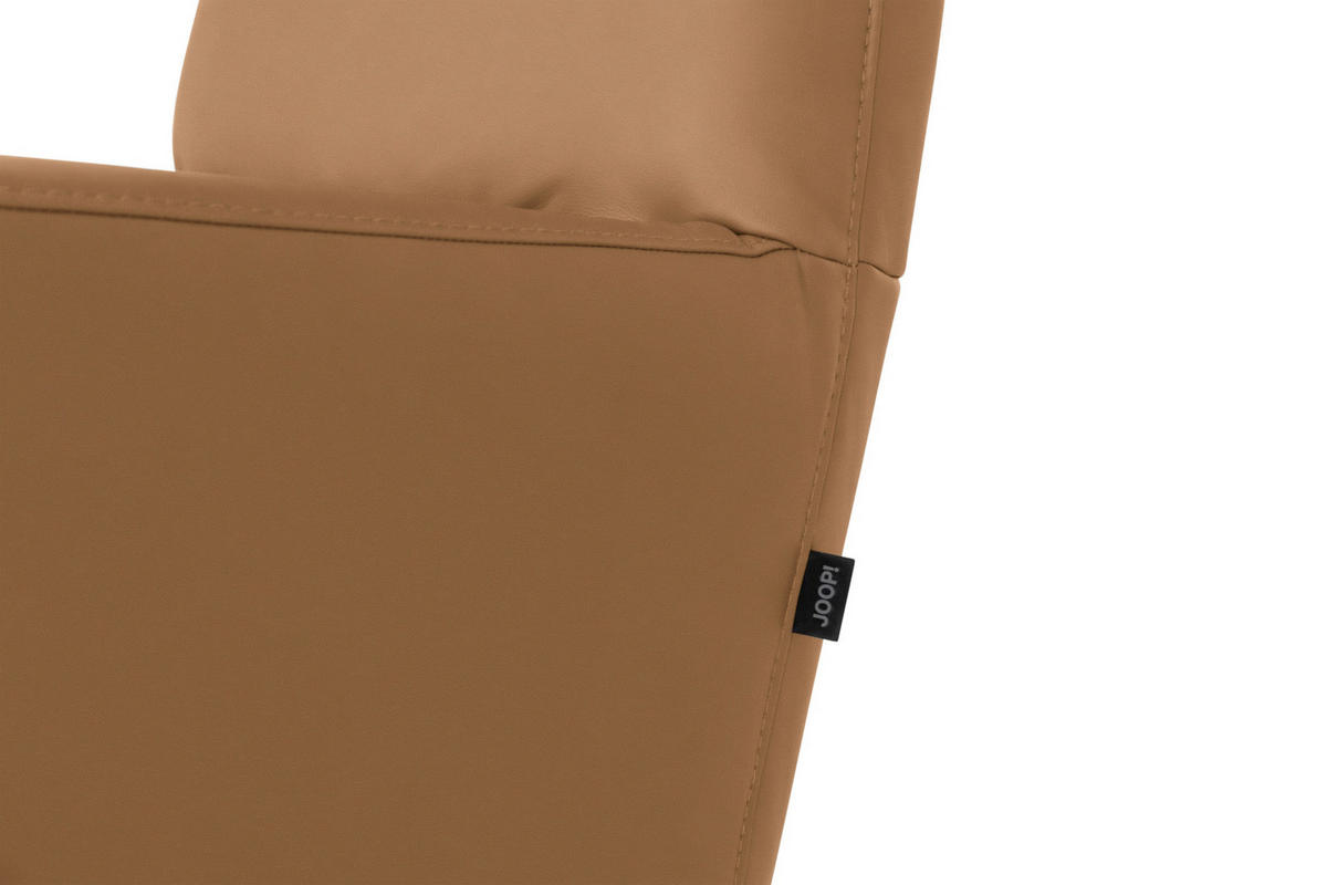 RELAXSESSEL Leder Hellbraun  - Hellbraun/Schwarz, Modern, Leder/Metall (66/110/83cm) - Joop!