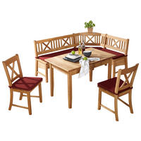 ECKBANKGRUPPE Holz, Textil Rot, Wildeiche  - Wildeiche/Rot, Romantik / Landhaus, Holz/Textil (179/137cm) - Venda