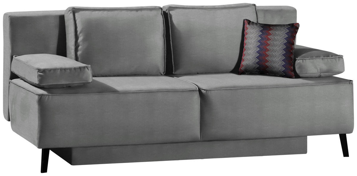 SCHLAFSOFA in Hellgrau  - Hellgrau/Schwarz, Konventionell, Textil/Metall (197/91/88cm) - Novel