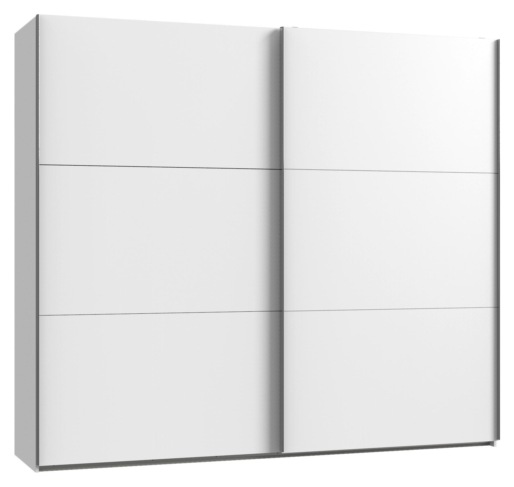 SCHWEBETÜRENSCHRANK 150/216/65 cm Weiß-türig Weiß  - Chromfarben/Weiß, MODERN, Holzwerkstoff/Metall (150/216/65cm) - MID.YOU