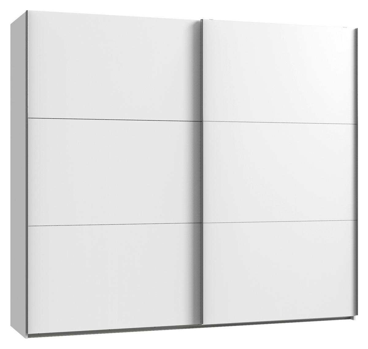 SCHWEBETÜRENSCHRANK 150/216/65 cm Weiß-türig Weiß  - Chromfarben/Weiß, MODERN, Holzwerkstoff/Metall (150/216/65cm) - MID.YOU