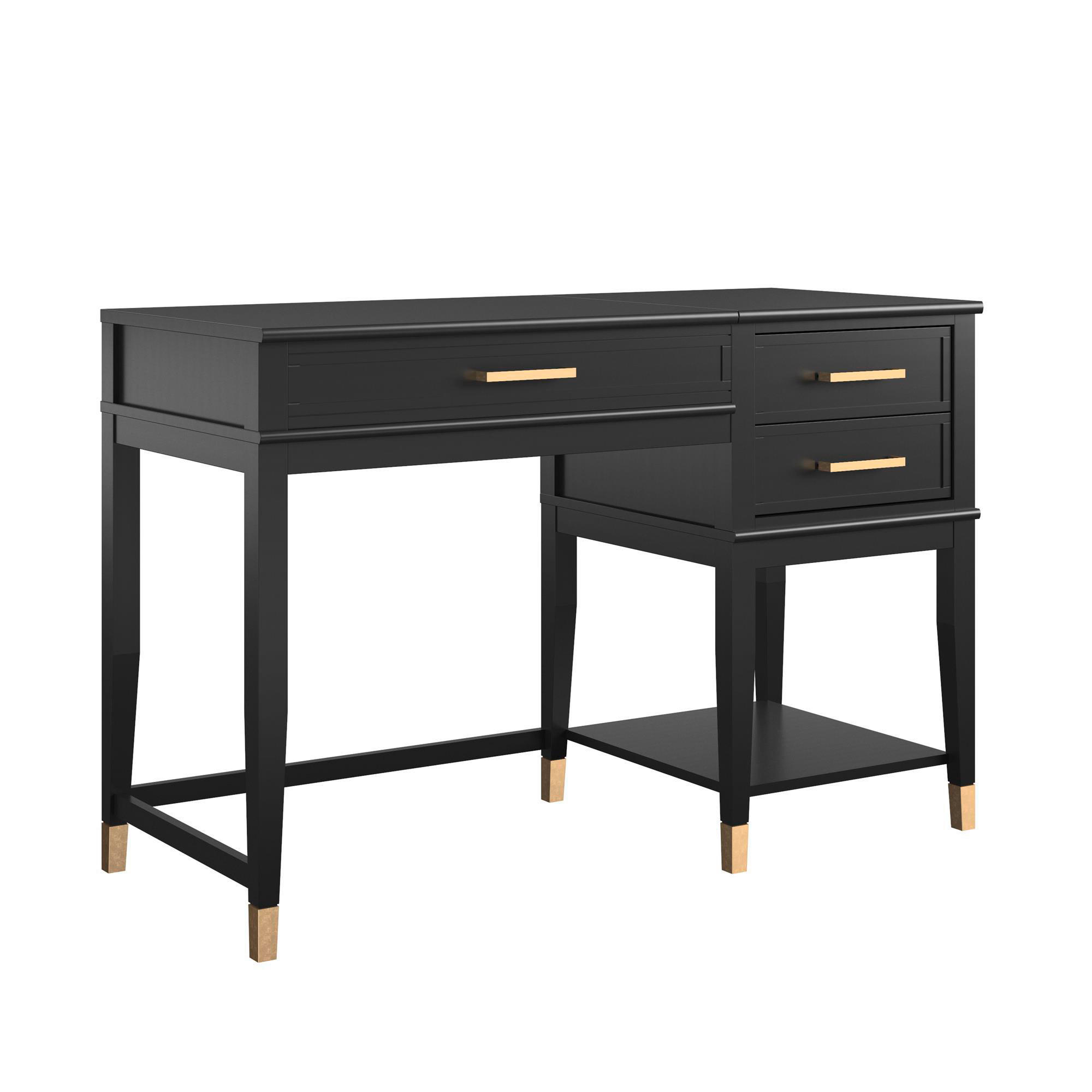 SCHREIBTISCH 115/77/49 cm in Schwarz - Goldfarben/Schwarz, Design, Holzwerkstoff/Metall (115/77/49cm) - MID.YOU
