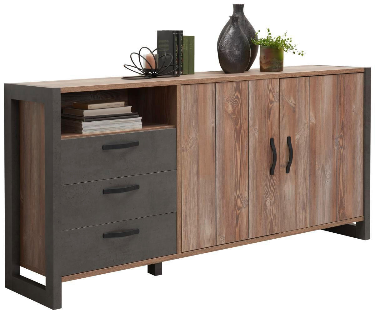 SIDEBOARD  in 189,5/93,4/43,1 cm  - Dunkelgrau/Schwarz, Trend, Holzwerkstoff/Kunststoff (189,5/93,4/43,1cm) - Carryhome