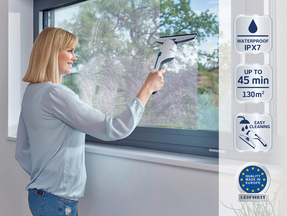 FENSTERSAUGER  - Türkis/Weiß, Basics, Kunststoff (28/33/8cm) - Leifheit