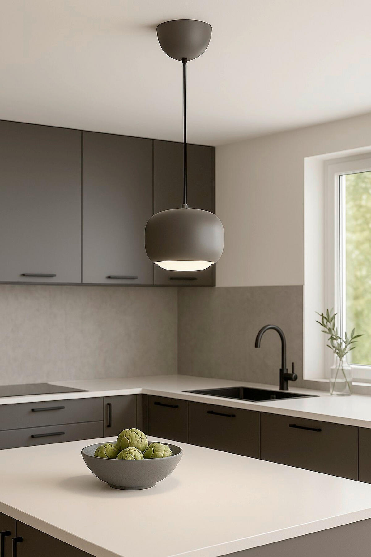 LED-HÄNGELEUCHTE Positano 30/30/26,3 cm  - Grau, Design, Kunststoff/Metall (30/30/26,3cm)
