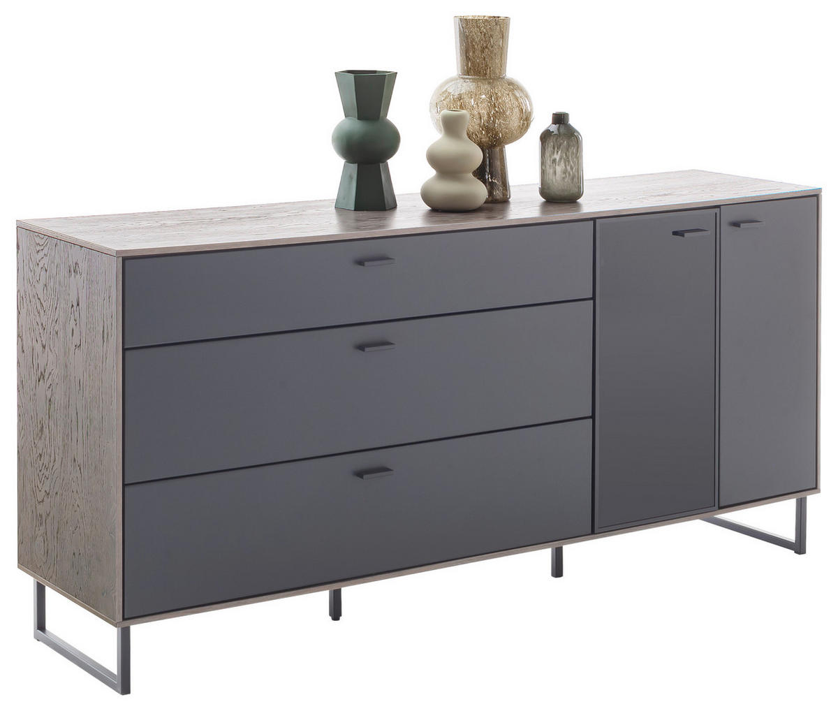 SIDEBOARD 178/84/44 cm  - svart/antracit, Design, metall/trämaterial (178/84/44cm) - MID.YOU
