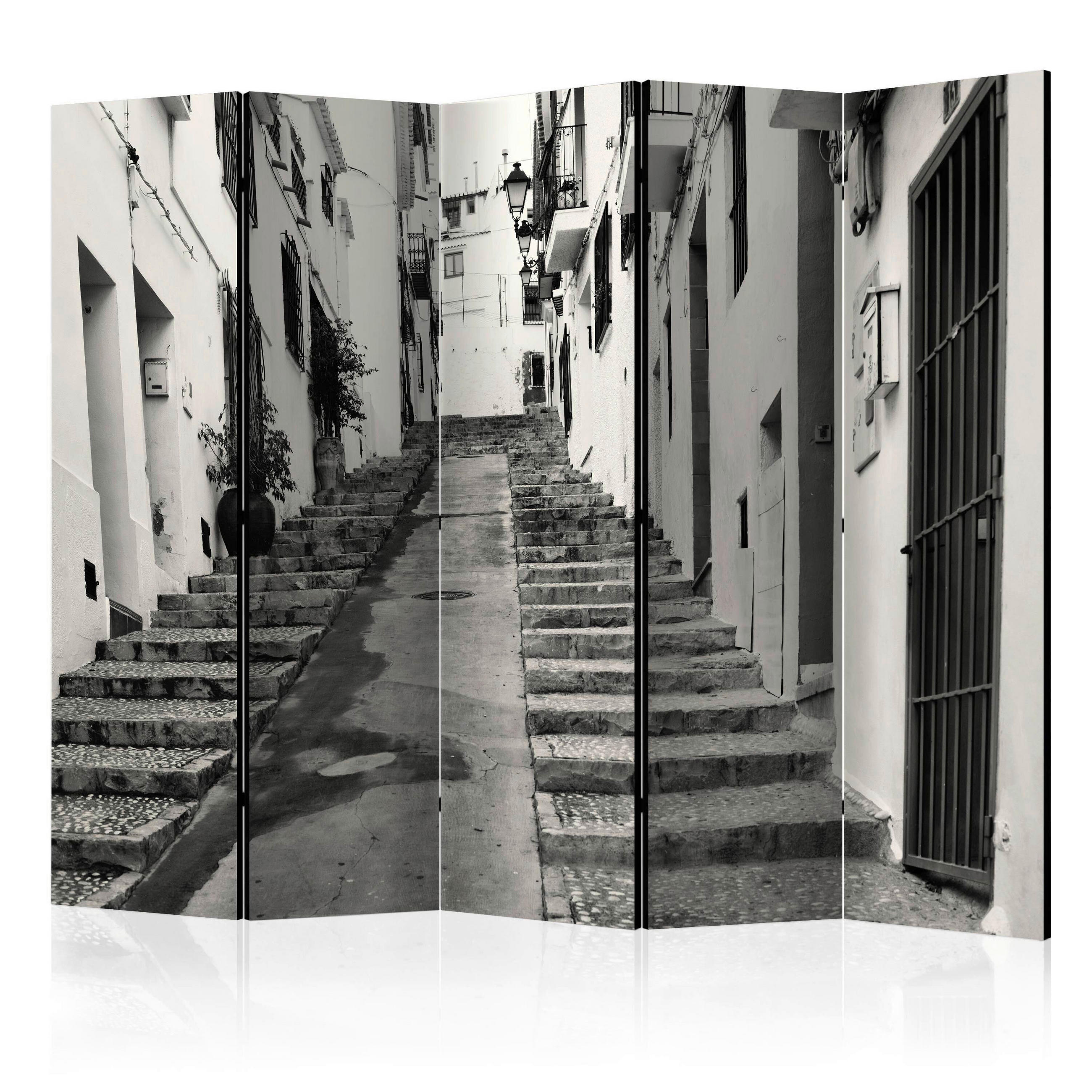 PARAVÁN, 225/172/3 cm - sivá/sivobiela, Basics, drevo/textil (225/172/3cm) - artgeist