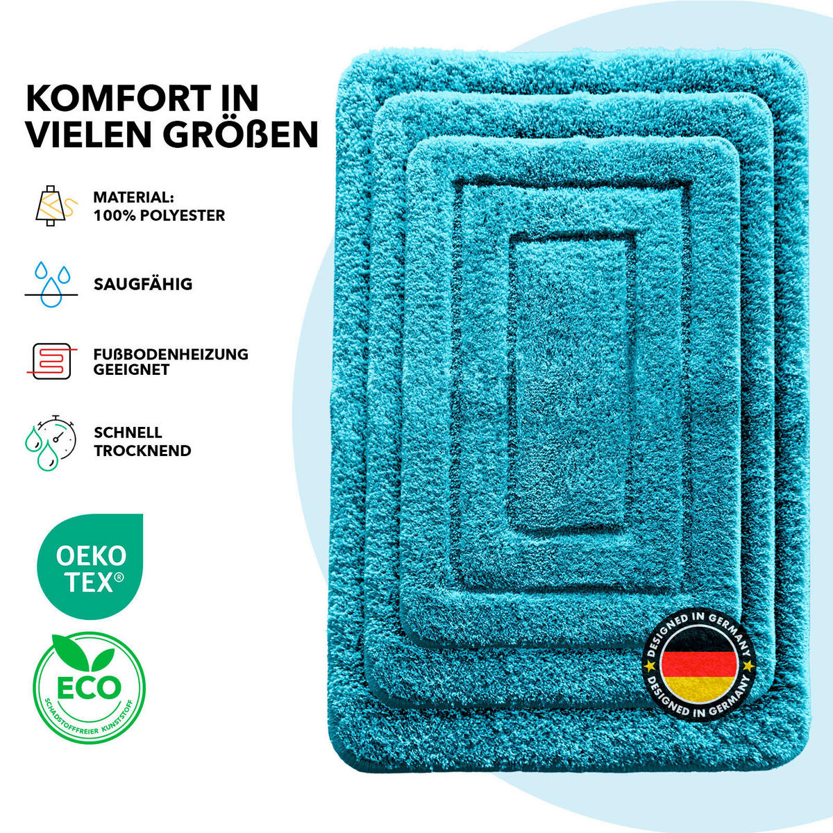 BADEMATTE Atlantis Türkis 60/100 cm  - Türkis, Basics, Kunststoff/Textil (60/100cm) - Floordirekt