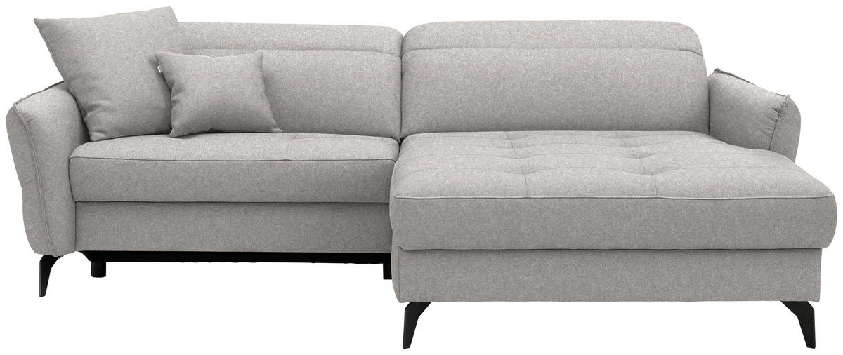 ECKSOFA MANTA in Flachgewebe Grauweiß  246/175 cm  - Grauweiß/Schwarz, Design, Textil/Metall (246/175cm) - Celina