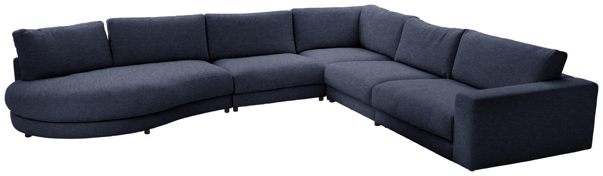 ECKSOFA in Flachgewebe Dunkelblau  - Schwarz/Dunkelblau, Design, Kunststoff/Textil (425/365cm) - Lomoco
