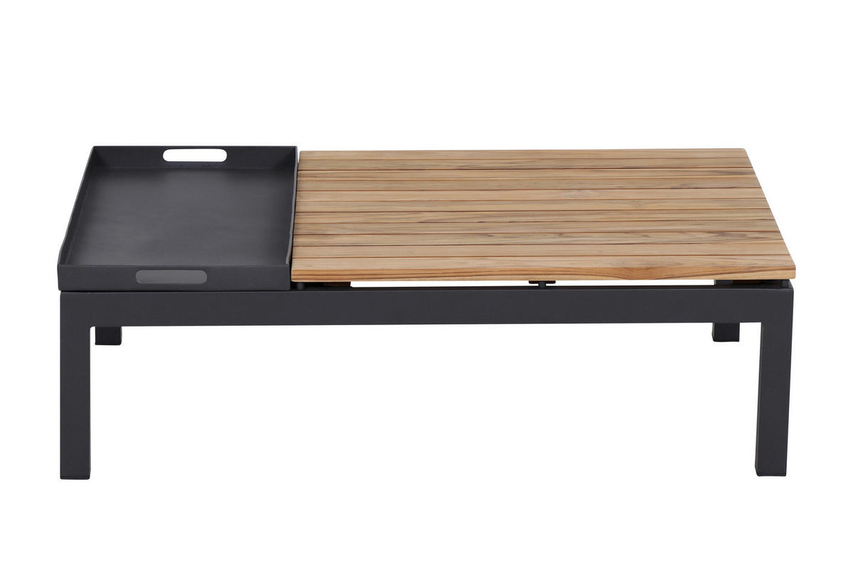 LOUNGEGARNITUR Teakholz massiv Aluminium  - Anthrazit/Grau, KONVENTIONELL, Holz/Textil (252/84/252cm) - Siena Garden