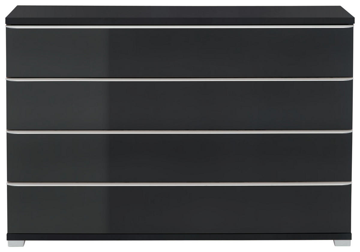 BYRÅ 120/80/40 cm  - aluminiumfärgad/antracit, Basics, trämaterial/glas (120/80/40cm) - Moderano