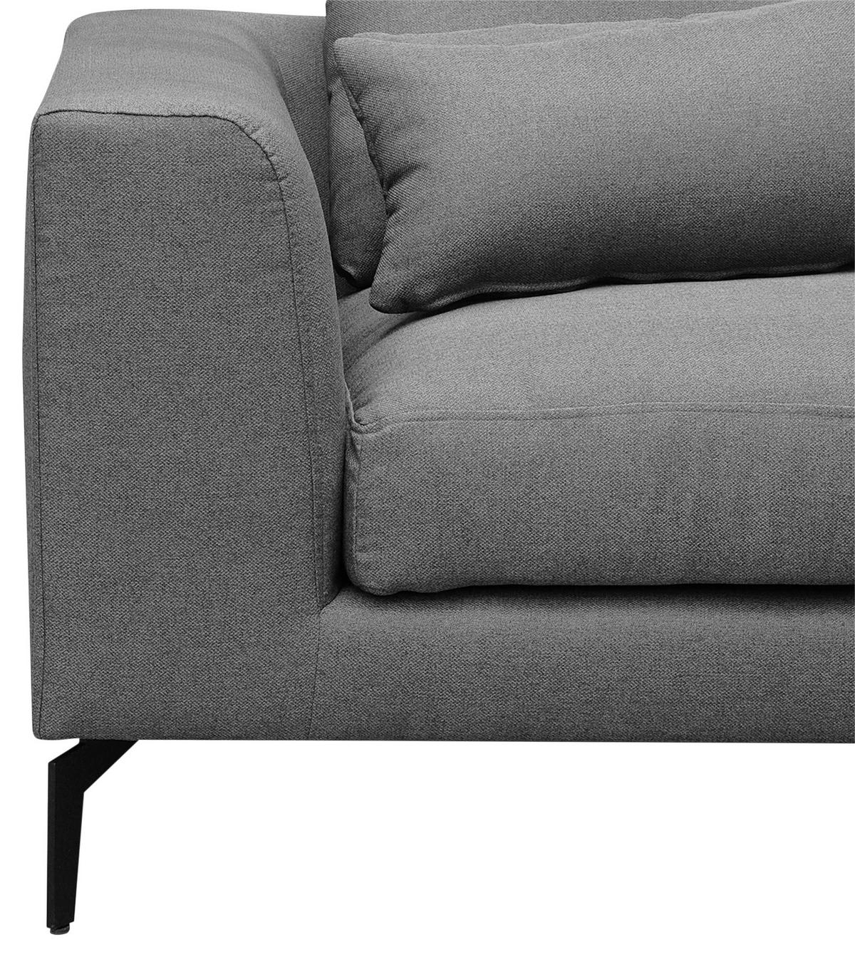 ECKSOFA in Flachgewebe Dunkelgrau  - Dunkelgrau/Schwarz, Design, Textil/Metall (313/172cm) - Livetastic