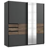 SCHWEBETÜRENSCHRANK in Graphitfarben, Eichefarben  - Eichefarben/Schwarz, Konventionell, Glas/Holzwerkstoff (180/198/65cm) - Modante