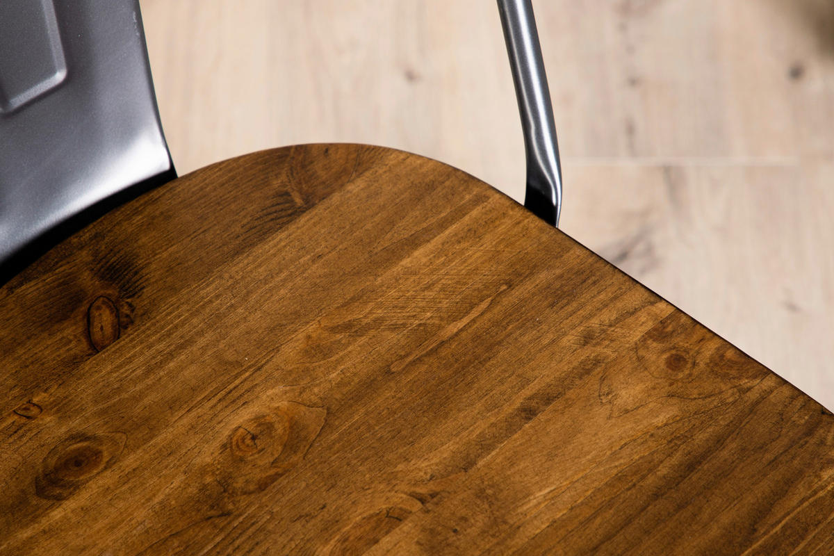 STUHL-SET  in Stahl  - Dunkelgrau/Dunkelbraun, Design, Holz/Metall (36/85/51cm) - Livetastic