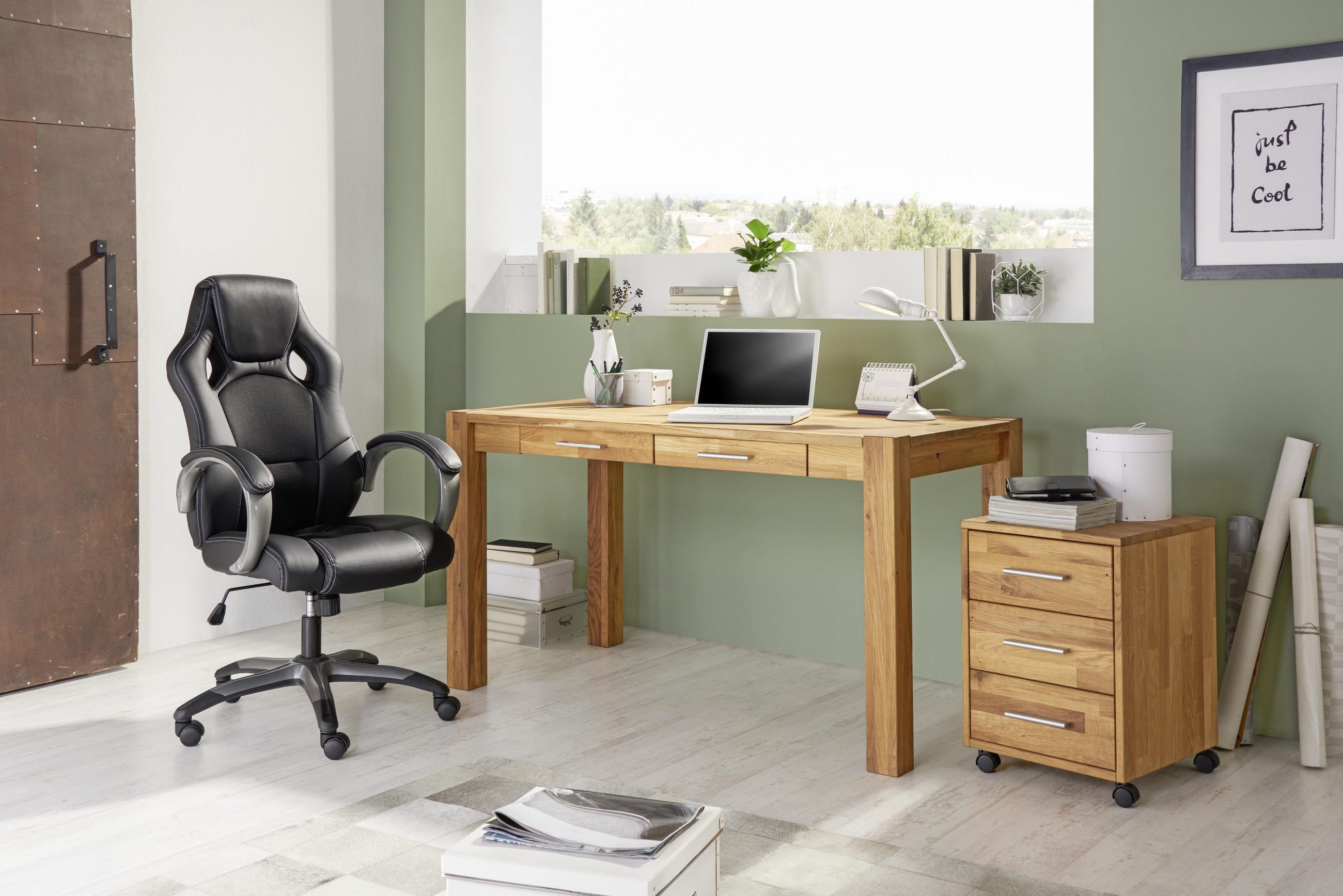 PÍSACÍ STÔL, divý dub, 140/70/76 cm - divý dub/farby hliníka, Natur, drevo/plast (140/70/76cm) - Linea Natura
