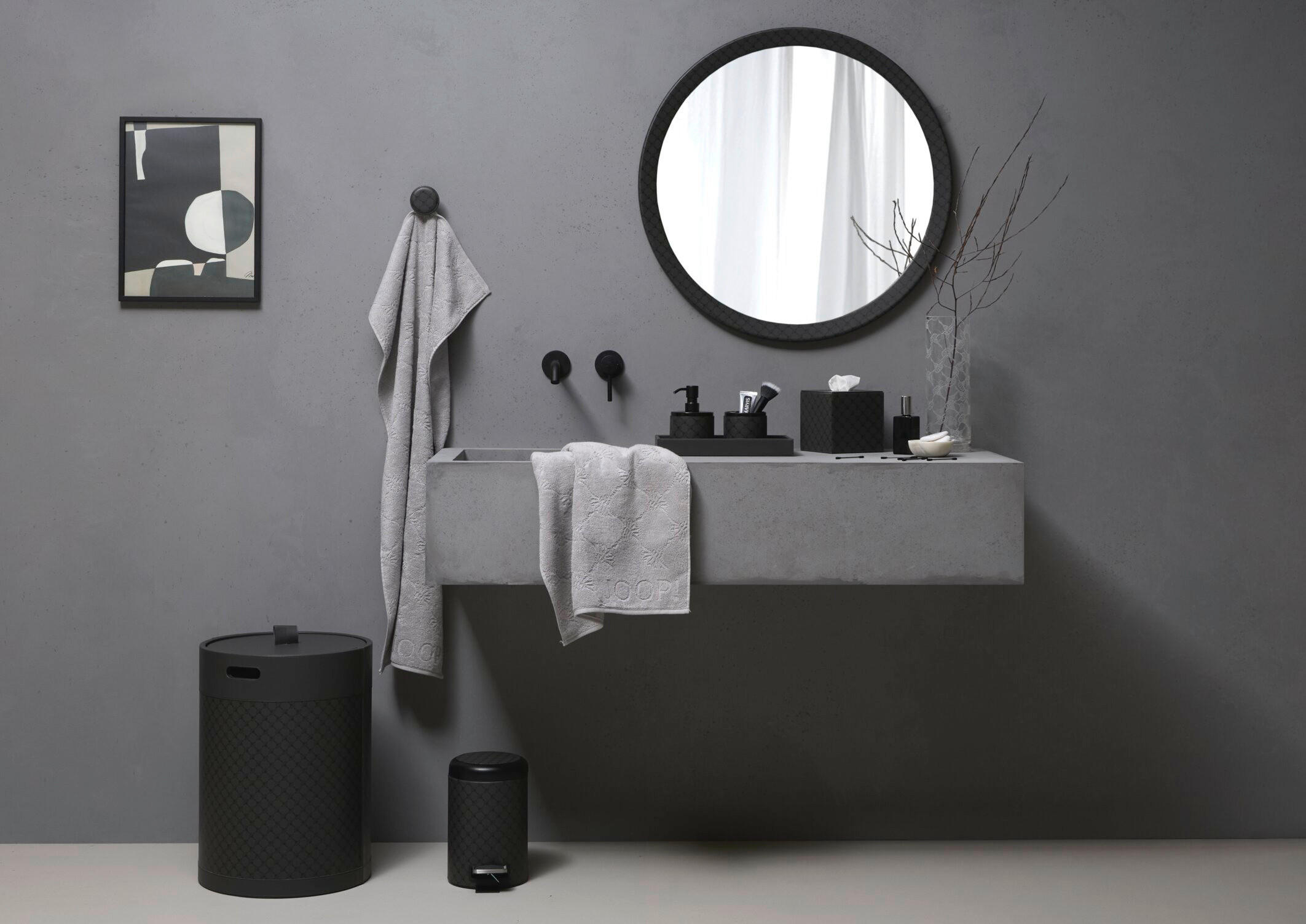 WANDSPIEGEL 72/3/72 cm  - Anthrazit/Schwarz, Modern, Glas/Textil (72/3/72cm) - Joop!